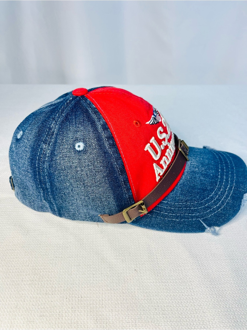 Komurato US 250th Anniversary Distressed Denim Patriotic Baseball Cap - Picture 4 of 6